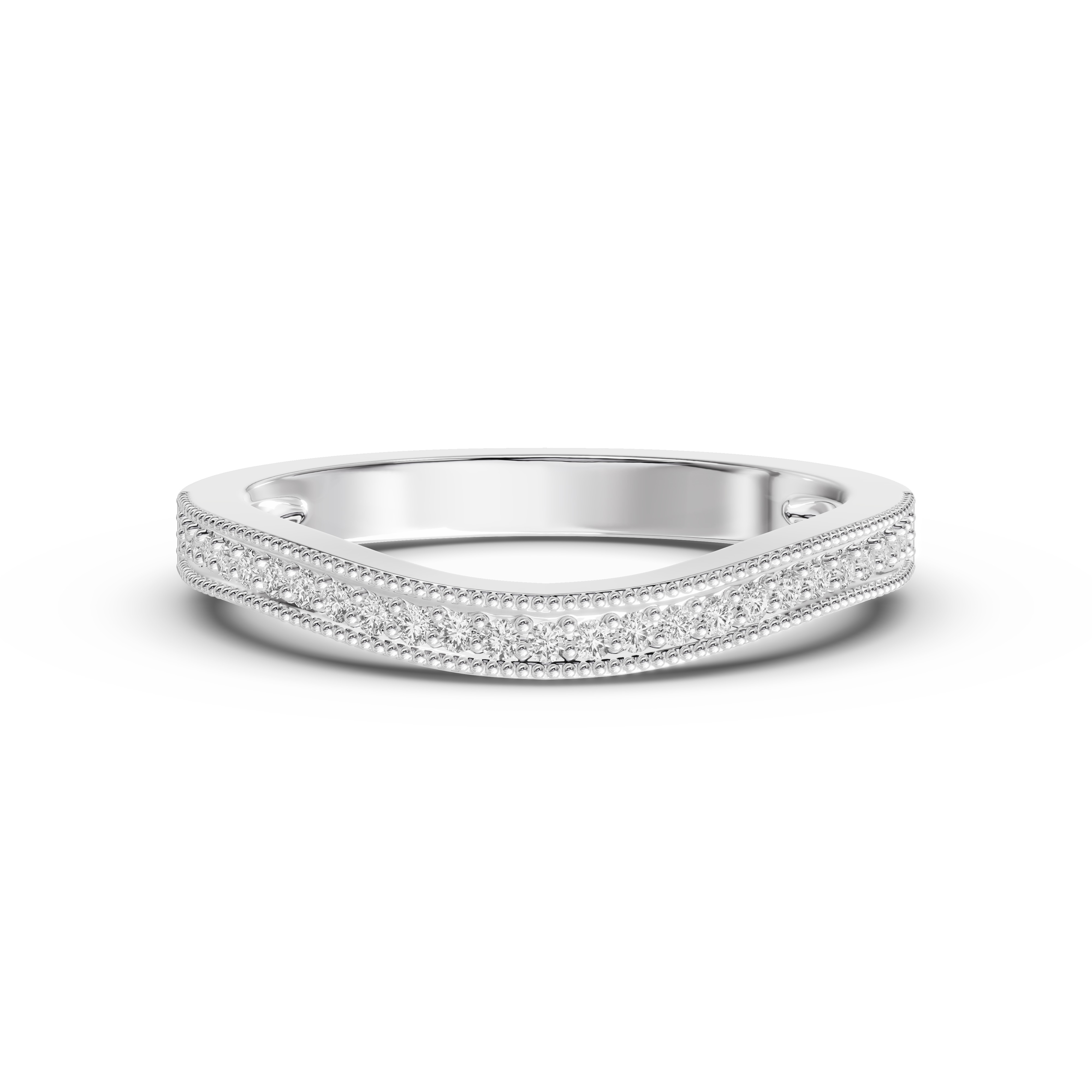 Elodie Curved Lab Diamond Pavé Milgrain Band