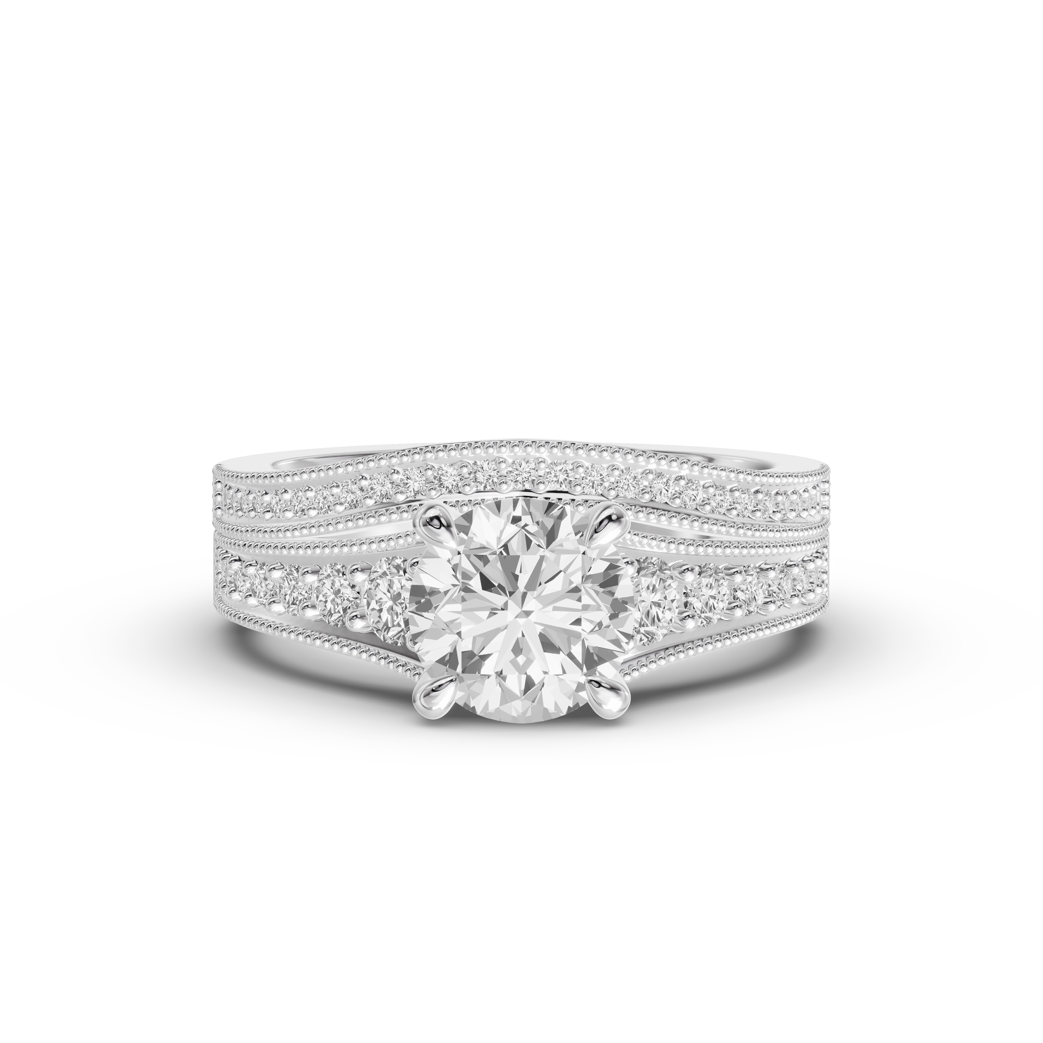 Elodie Curved Lab Diamond Pavé Milgrain Band