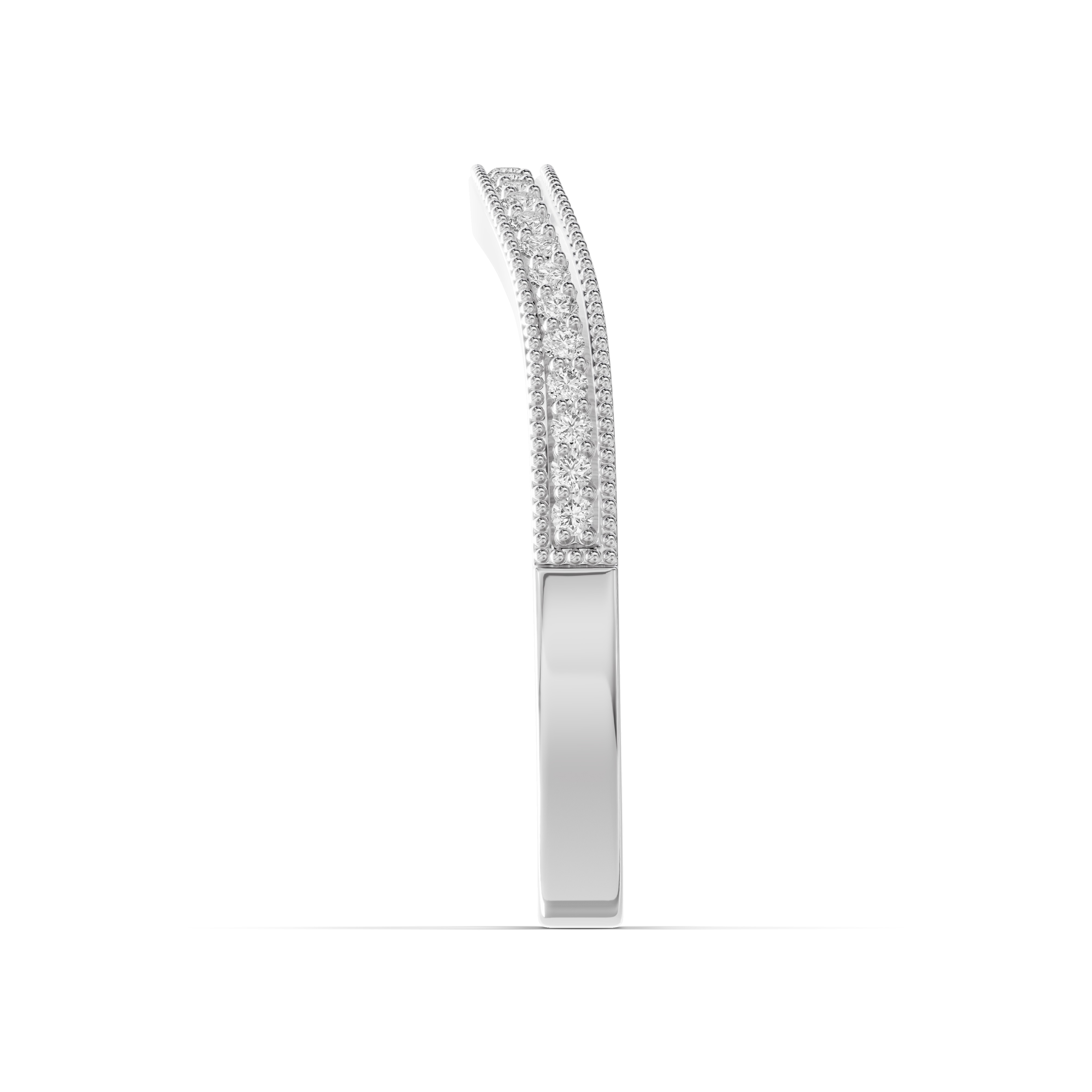 Elodie Curved Lab Diamond Pavé Milgrain Band