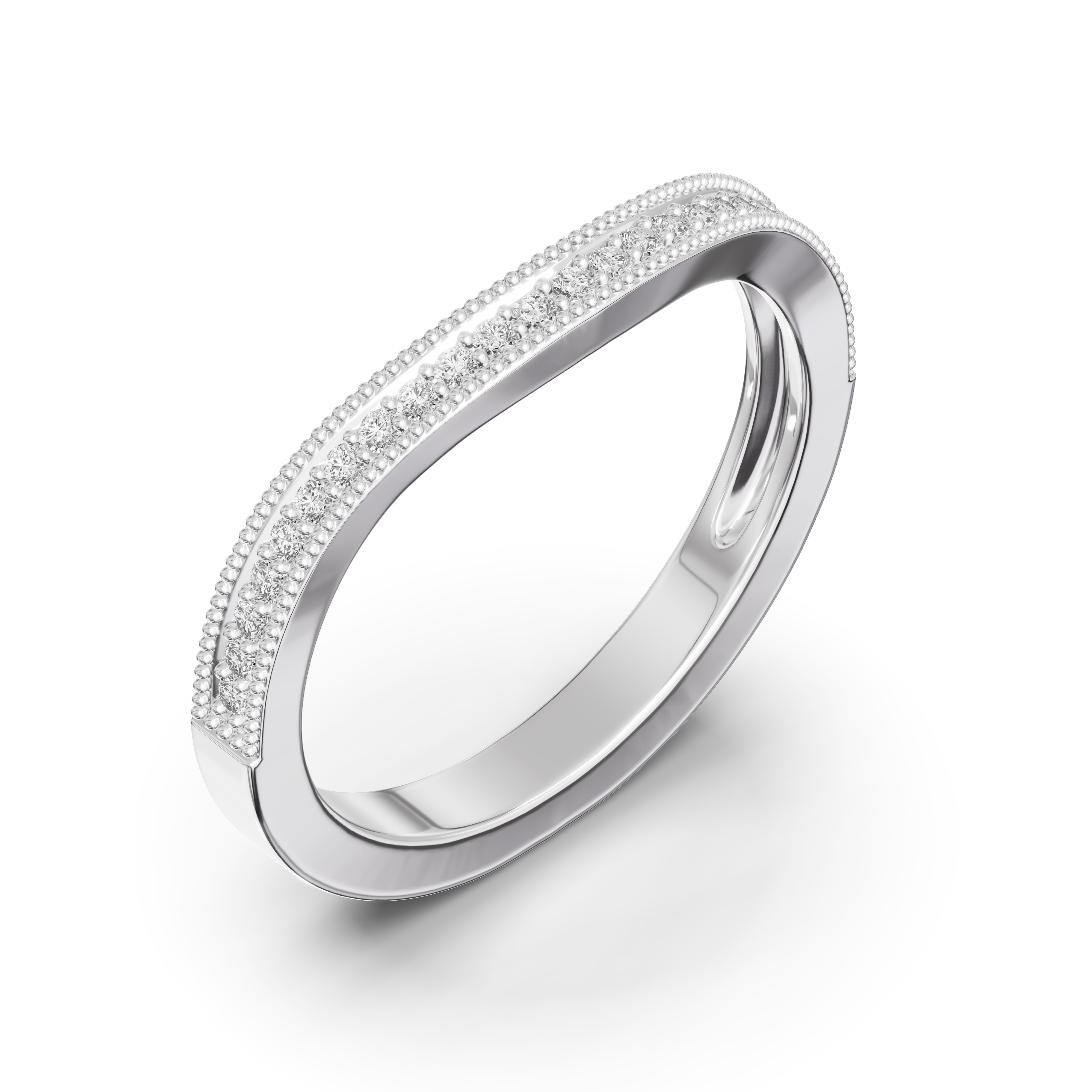 Elodie Curved Pavé Milgrain Band