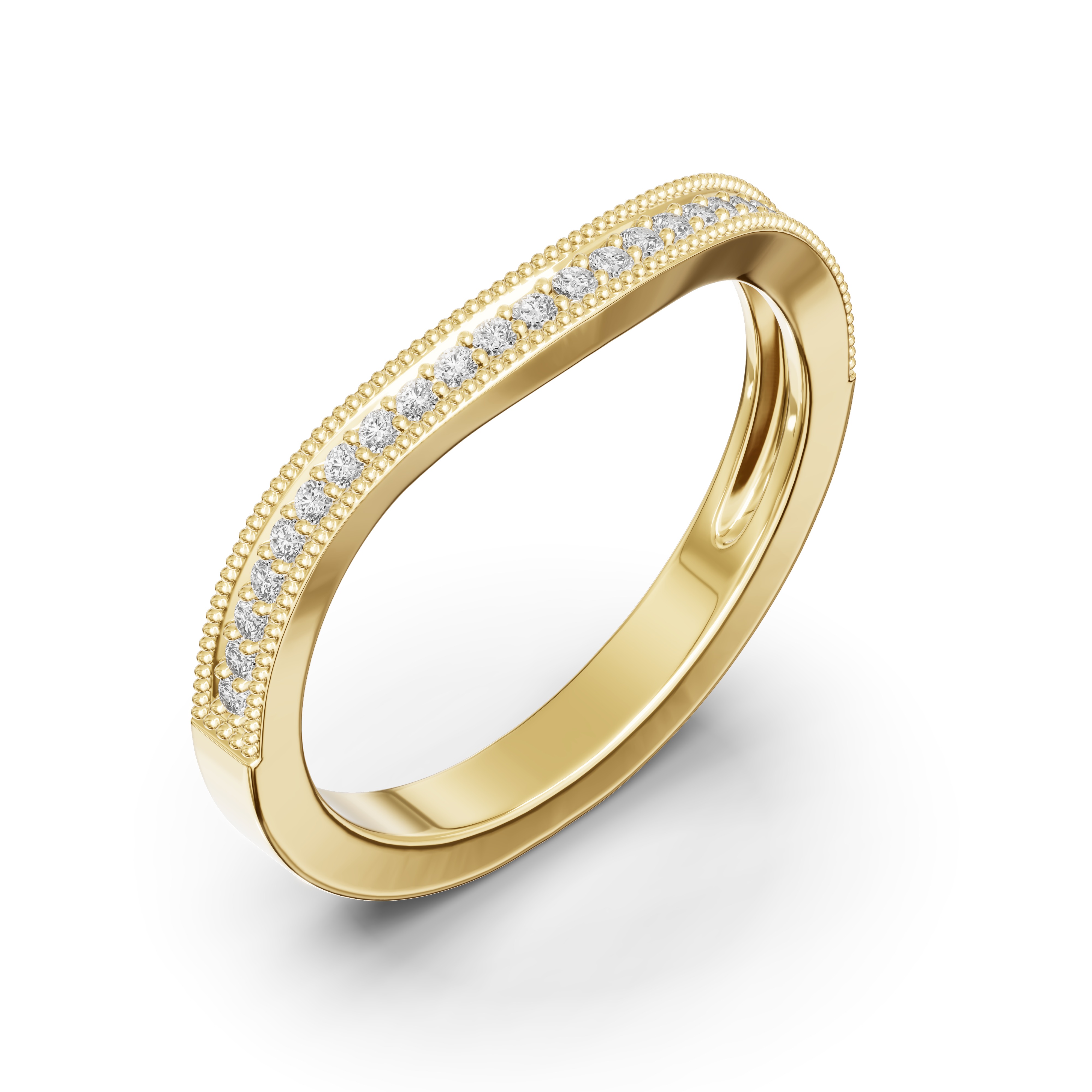 Elodie Curved Pavé Milgrain Band