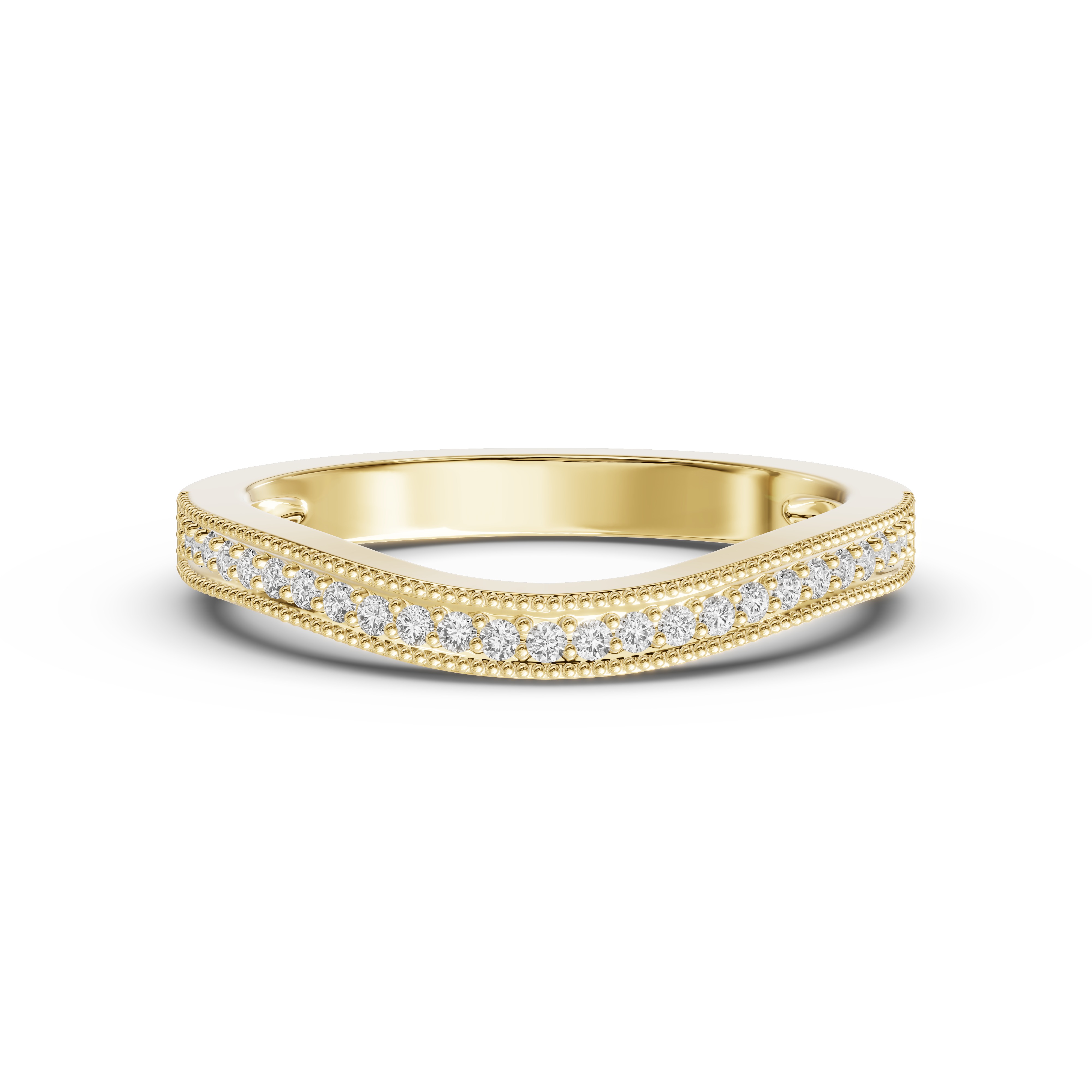 Elodie Curved Pavé Milgrain Band