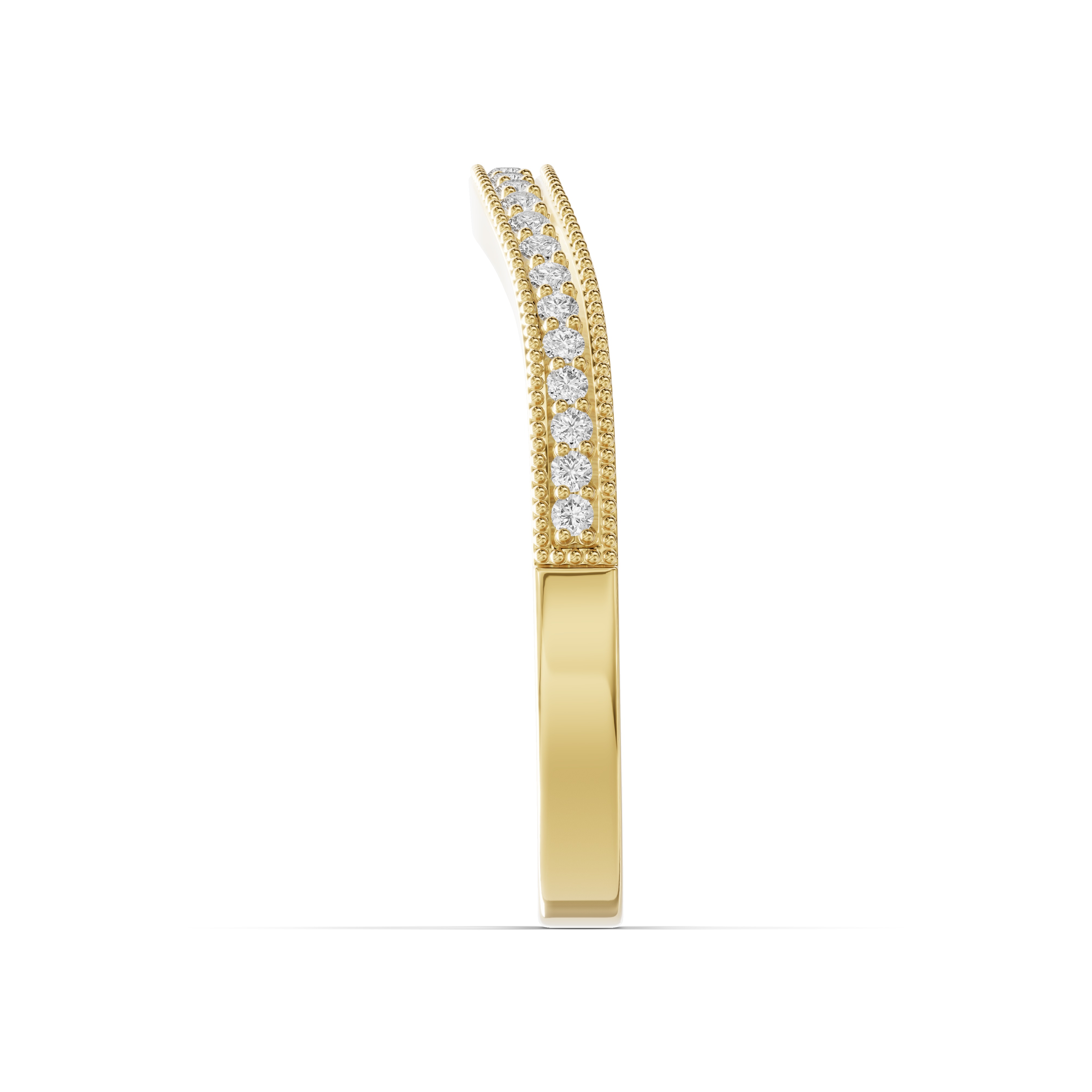 Elodie Curved Pavé Milgrain Band