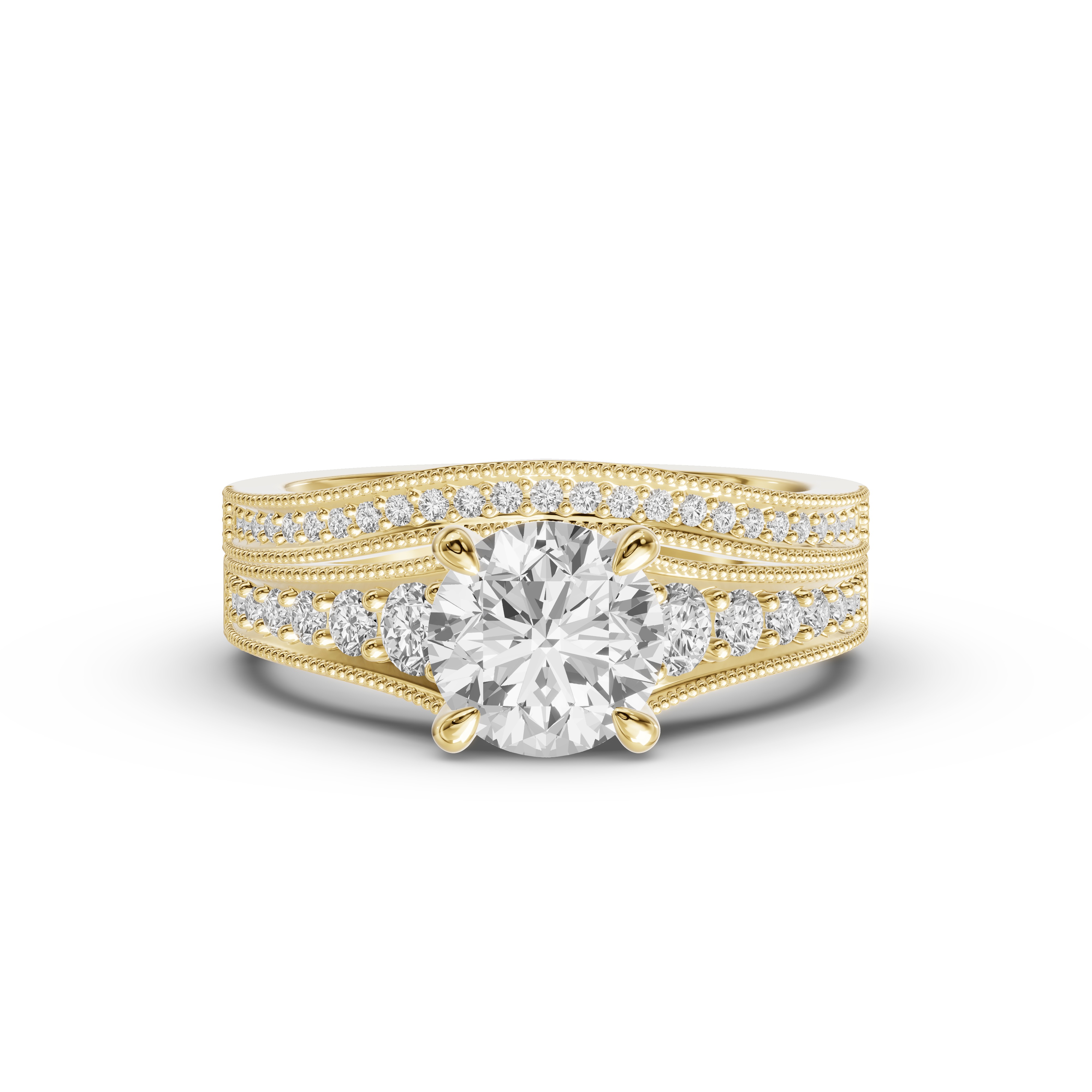 Elodie Curved Pavé Milgrain Band
